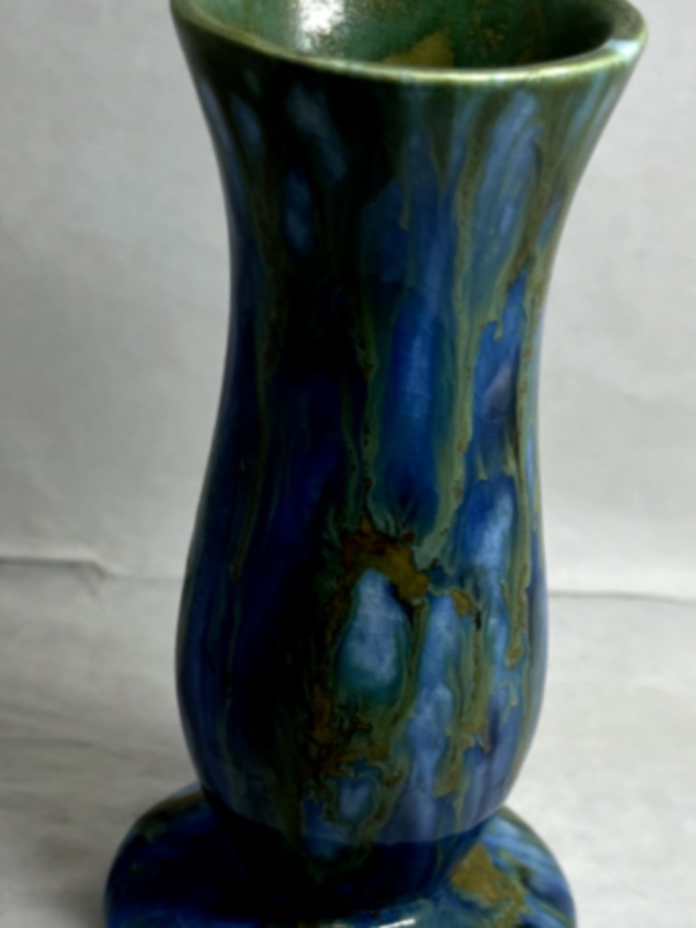 Vintage Monterey Jade Blue/Green Drip Glaze Ceramic Vase California Pottery MCM